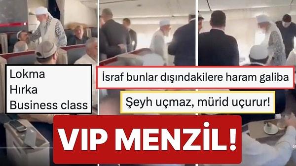 Menzil Tarikatı üyelerinin yaptığı bir seyahatte VIP bölümünde uçmaları sosyal medyada eleştirilere neden oldu.