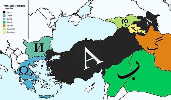 5. Türkiye'nin çevresinde olan ve farklı dillere sahip ülkeler.