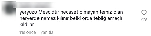 Kullanıcıların bir kısmı tepki gösterirken diğer kısmı "Ne var yani, belki tebliğ için kıldılar" dedi.