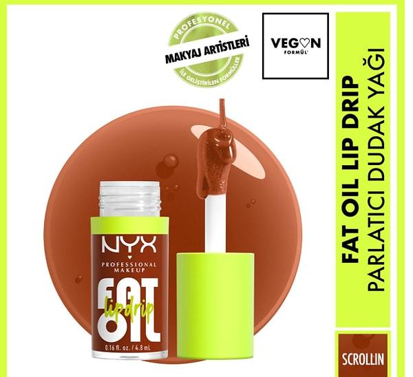 9. Nyx Professional Makeup Fat Oil Lip Drip Parlatıcı Dudak Yağı - Scrollin