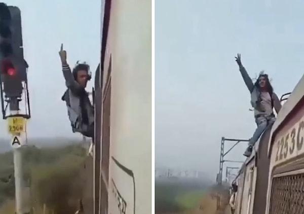 Bir genç, trenin üzerinde yolculuk yaptığı anları kaydetmek istedi. Tehlikenin boyutunu giderek arttıran genç, trenin üzerinde riskli hareketler yapmaya başladı.