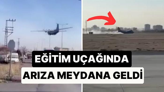 Kayseri'de Eğitim Uçağının Teknik Bir Arıza Nedeniyle Acil İniş Yaptığı Anın Görüntüleri Ortaya Çıktı