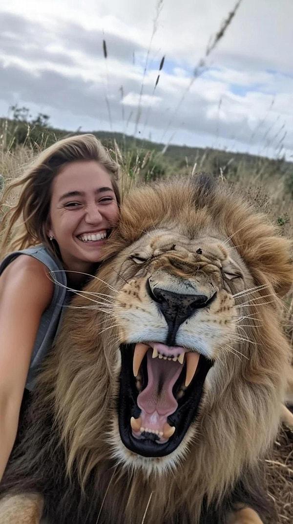 "Taking a selfie with a lion is not something an ordinary person would do. 😂"