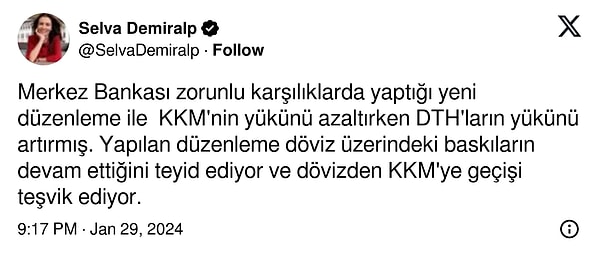 İşte Merkez Bankası'nın ZK oranlarındaki düzenleme kararına yorumların bazıları.