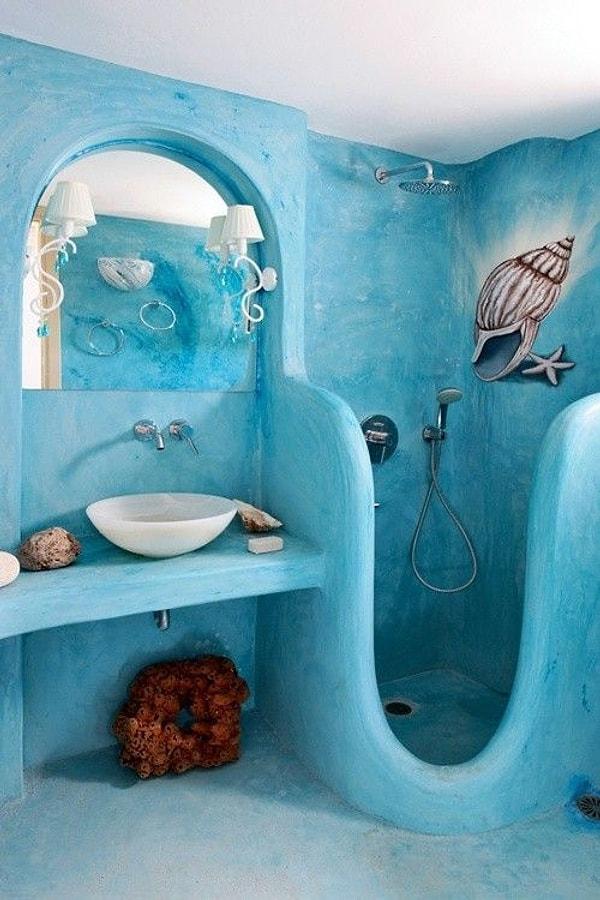 4. Banyoya daha fazla mavi ve tonları ekleyin.