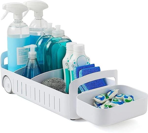 4. Temizlik malzemeleri için kullanabileceğiniz bir lavabo altı düzenleyici.