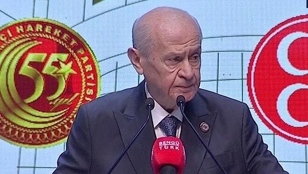 MHP Genel Başkanı Devlet Bahçeli, partisinin kuruluşunun 55. yıl dönümü dolayısıyla düzenlenen etkinlikte konuştu.