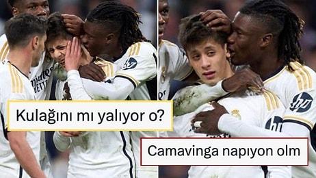 Camavinga, Arda Güler'in Real Madrid'e Kazandırdığı Penaltı Sonrasında Milli Futbolcunun Kulağını Öptü!