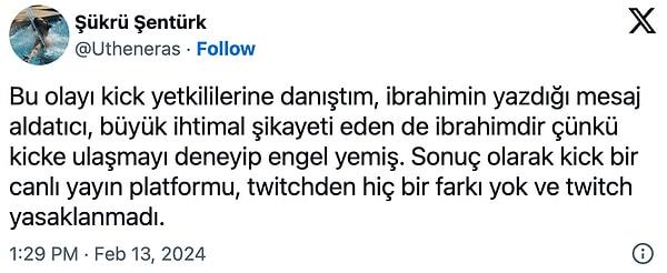 Yakın zamanda yayınlarını Kick'e taşımış olan Şükrü "Uthenera" Şentürk ise konuya ilişkin olarak Haskoloğlu'nu yalanlayan bir açıklamada bulundu.