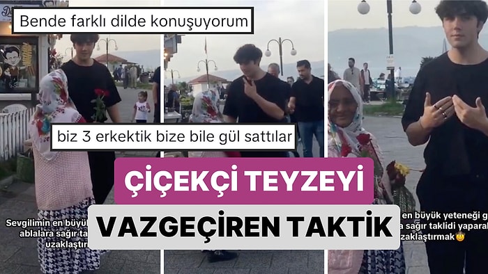 Zorla Gül Satmaya Çalışan Teyzelerden Sağır ve Dilsiz Taklidiyle Kurtulan Gencin Çiçekçi Savuşturan Taktiği