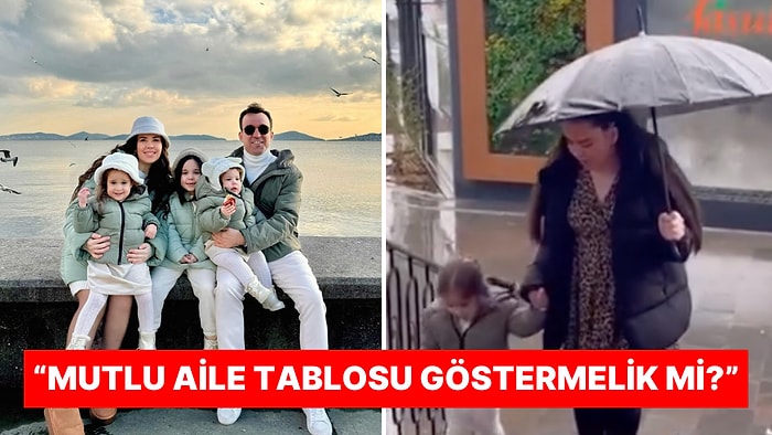 Özlem Öz'ün Yağmurda Şemsiyeyi Kızı Yerine Kendine Tutması Mutlu Aile Tablosunun Gösteriş Olduğunu Düşündürttü