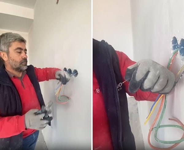 Sosyal medyada paylaşılan ve gündem olan görüntülerde bir usta, eve döşenen iç tesisatta kullanılan kablonun sahte olduğunu açıkladı.