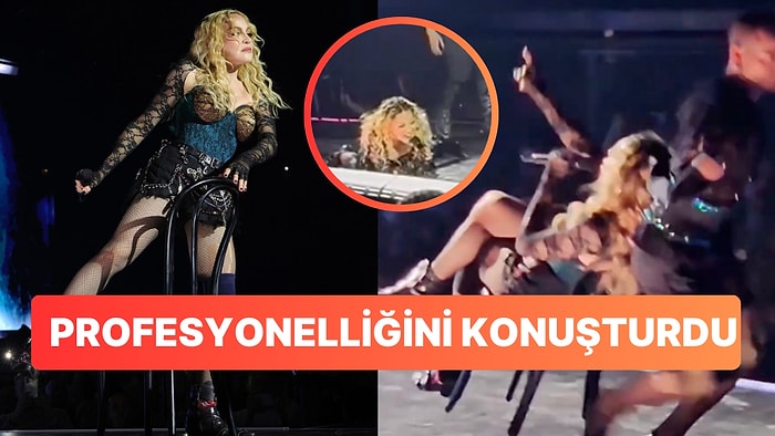 Konserinde Yere Kapaklanan Madonna Yürekleri Ağza Getirdikten Sonra Profesyonelliğini Bir Kez Daha Kanıtladı