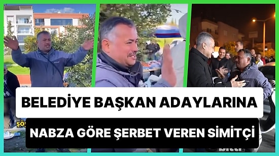 Aydınlı Simitçinin, AK Parti ve CHP Belediye Başkan Adaylarına Nabza Göre Şerbet Verdiği Anlar