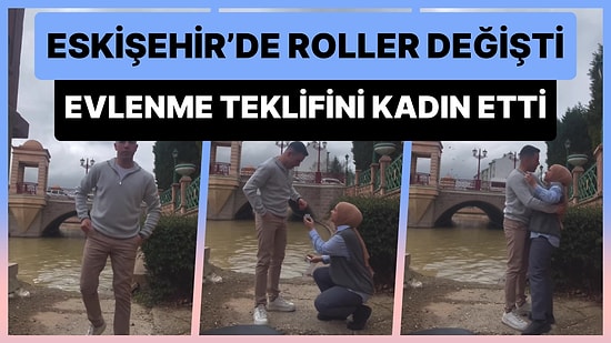 Eskişehir'de Diz Çökerek Sevdiği Erkeğe Sürpriz Bir Şekilde Evlenme Teklifi Eden Kadın