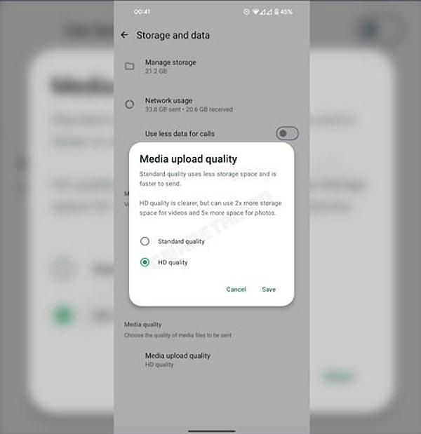 WhatsApp bu özelliğini güncelleyerek artık kullanıcıların ayarlar menüsünden gönderilecek fotoğraf ve videoların kalitesini seçmelerine olanak tanıyacak.