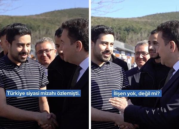 Muhammed Nur Nahya, Ali Babacan'ın seçim otobüsünü görünce otobüsün yanına gidip Babacan'ı Erdoğan'ın sesiyle selamladı.