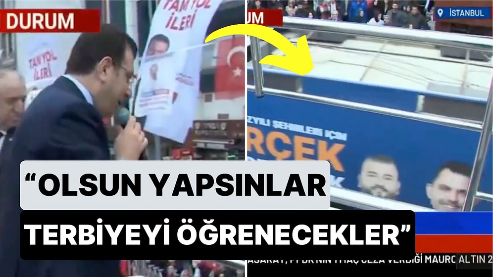 Ekrem İmamoğlu'nun Miting Yaptığı Alanda Bir AKP Seçim Aracı Müzik Açarak Vatandaşların Arasından Geçti