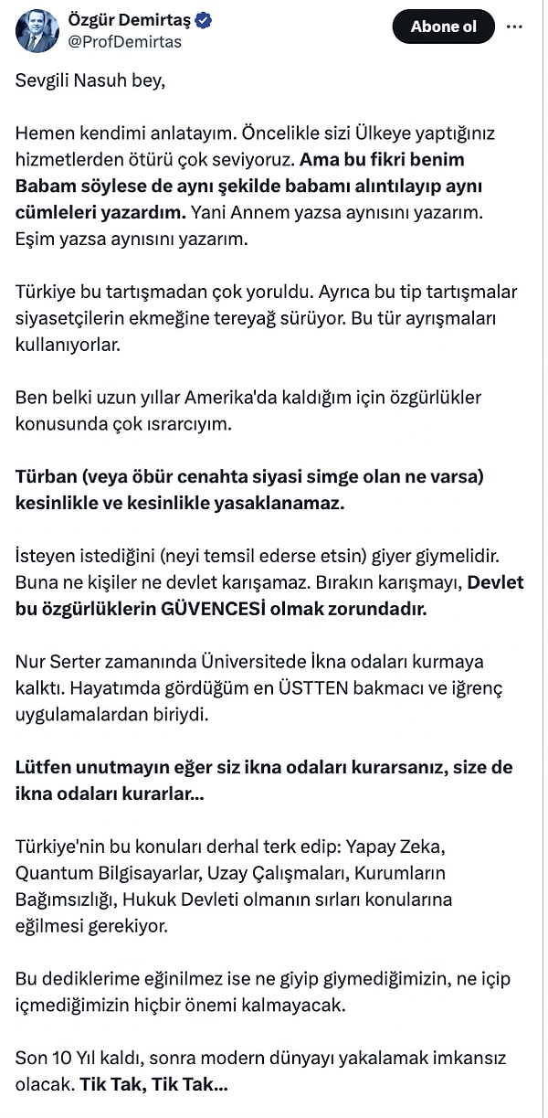 Ekonomist Özgür Demirtaş uzunca bir tepki yazısı yayınladı.