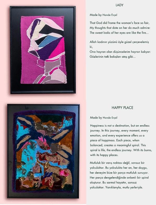 Hande Erçel'in fakülteden arkadaşlarıyla dokuma sanatının ve modern çağın sunduğu farklı tekniklerin bir araya getirilmesiyle oluşturduğu sergiden eserleri ise dikkat çekti!