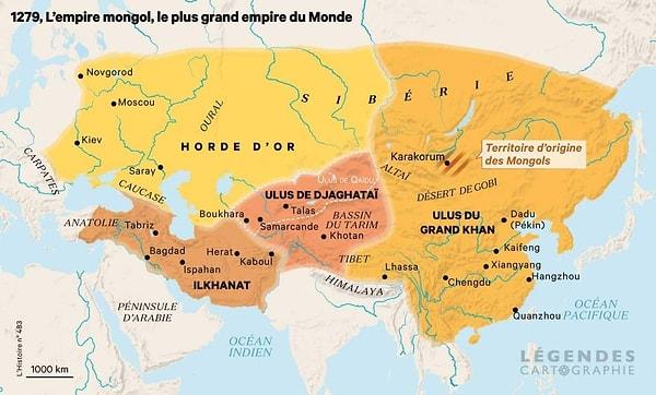 10. Büyük ve detaylı bir Moğol Krallığı haritası: