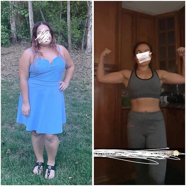 14. "25 ay, 35 kilo ve spor salonunda geçen birçok süreden sonra böylesine değişebilmişim."