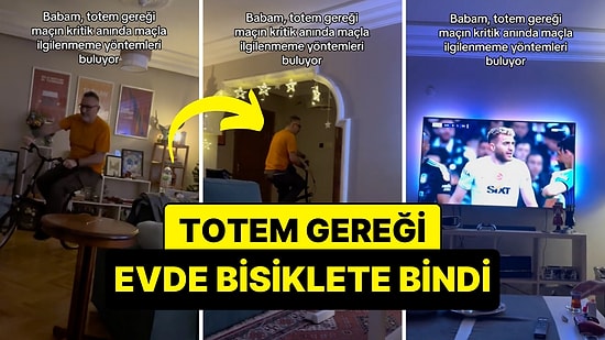 Maçı İzlemiyormuş Gibi Yapan Babanın Evin İçinde Bisiklete Binerek Totem Yaptığı Eğlenceli Anlar