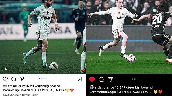 Galatasaraylı futbolcular, karşılaşmanın ardından sosyal medya hesaplarından galibiyet paylaşımında bulundu. Bu gönderilere bir beğeni de Arda Güler'den geldi.