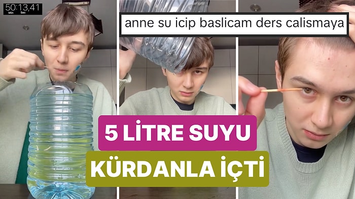 Daha Önce Çatalla İçmişti! Bir Genç 5 Litre Suyu Kürdanla Bitirmeye Çalışırken Dudaklarını Kanattı