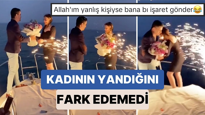 Romantik Evlilik Teklifi Sırasında Kadının Yandığı Fark Edilmeyince Felaketin Eşiğinden Dönüldü