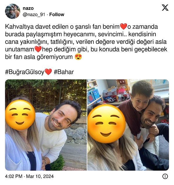 Bunun üzerine bahsi geçen hayran ortaya çıktı ve Gülsoy'un ne kadar cana yakın, değer veren bir insan olduğundan söz etti.