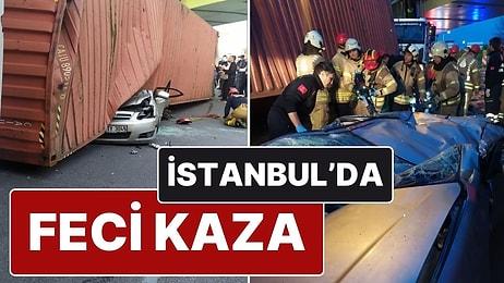 Bakırköy'de Üst Geçide Çarpan TIR Otomobilin Üzerine Devrildi: 4 Ölü