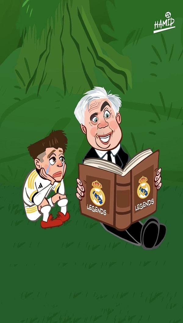 "Sabır" temalı animasyonda Carlo Ancelotti, Arda Güler'e Real Madrid tarihinden bahsetti. Casillas, Ramos, Ronaldo, Benzema gibi efsane isimlerin yer aldığı animasyon izleyenler tarafından tam not aldı.