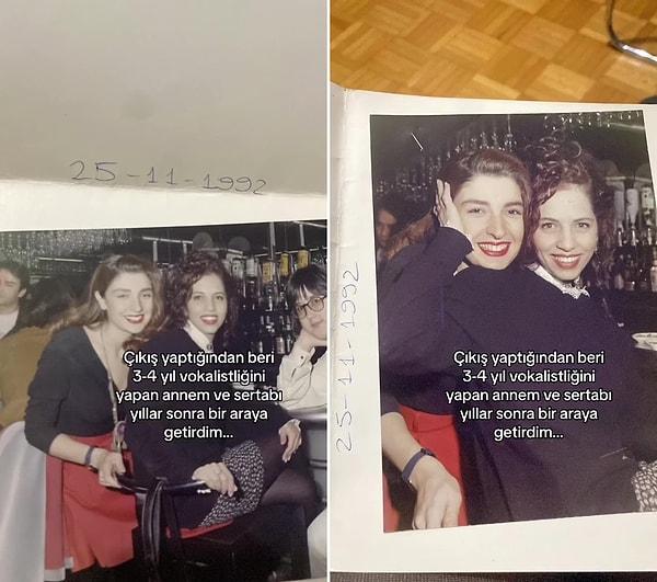 Annesi ve Sertab Erener'in 1992 yılında birlikte çekildikleri fotoğraflar ile yıllar sonraki buluşma görüntülerinden muhteşem bir video oluşturan genç, o anları ise TikTok hesabında paylaştı.