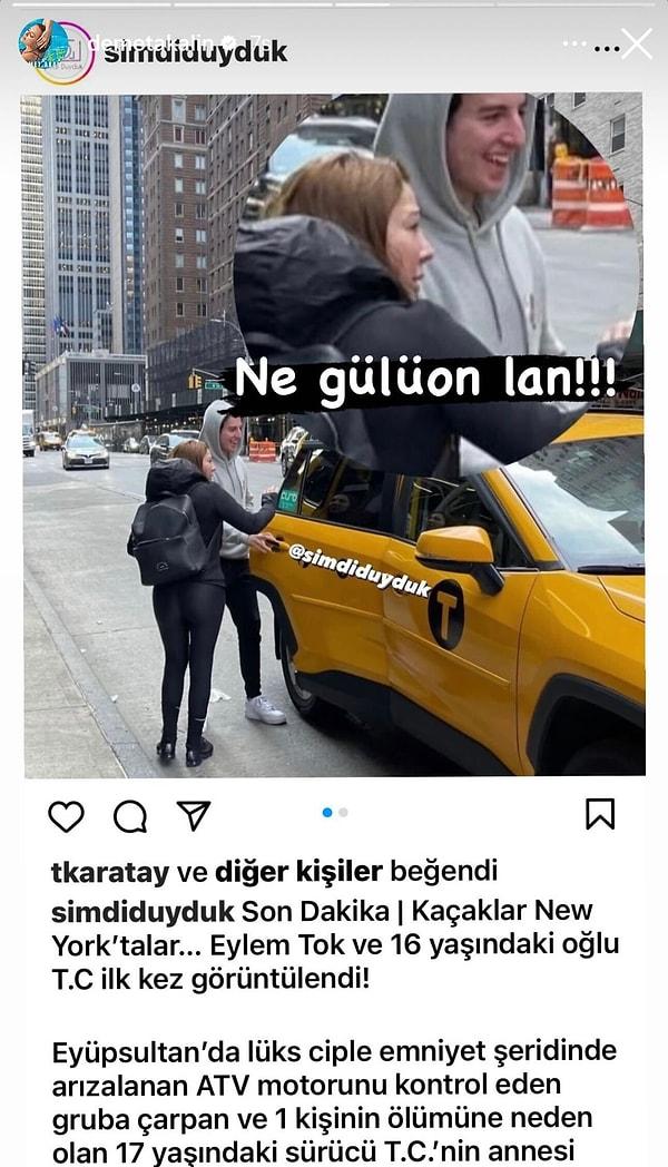 Instagram hesabından tepki gösteren Demet Akalın, Eylem Tok ve oğlunun görüntülendiği kareyi paylaşarak "Ne gülüyorsun lan!" ifadesini kullandı.