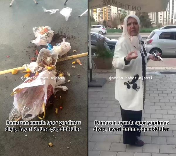 "Adana Haber Ajansı" isimli Instagram hesabı tarafından paylaşılan bilgilerde, "Seyhan ilçesine bağlı Gürselpaşa Mahallesi'nde bir grup apartman sakini, evlerinin altında bulunan spor salonunu protesto etti. Ramazan ayında spor yapılmaz diyerek işyerinin önüne çöp döktüler" denildi.