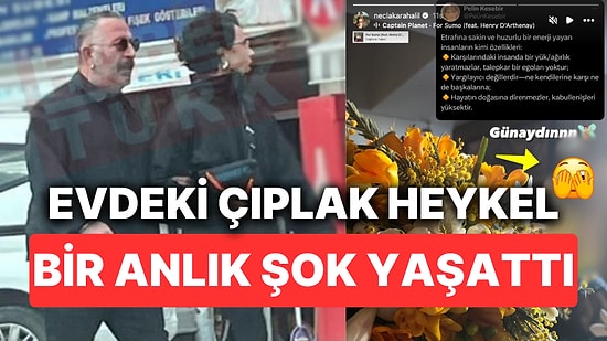 Cem Yılmaz'ın Evinden Paylaşım Yapan Necla Karahalil'in Arkasındaki Çıplak Heykel Bir Anlık Şok Yaşattı