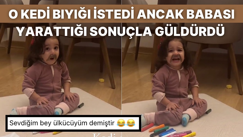 Kedi Olmak İsteyen Tatlı Kızına Hilal Bıyık Çizen Babanın Resim Yeteneği Herkesi Güldürdü