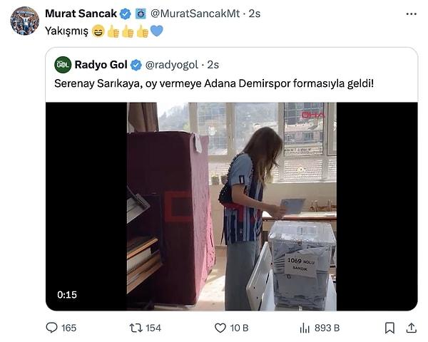 Adana Demirspor Başkanı Murat Sancak ise Serenay Sarıkaya'nın kombinini "Yakışmış" notuyla paylaştı!