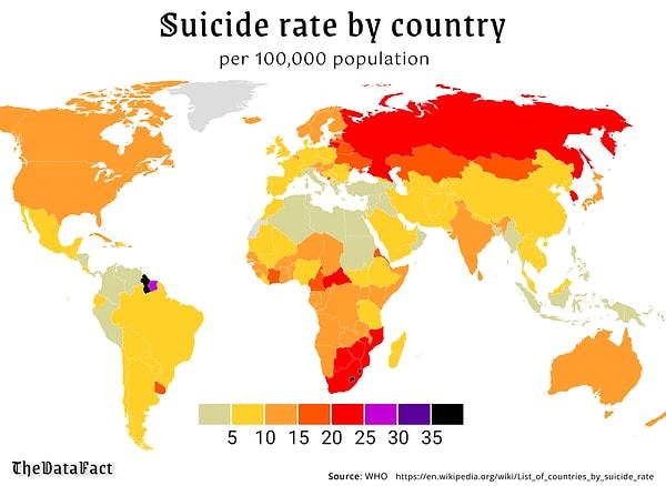 10. 100 bin kişiye oranla intihar oranları.