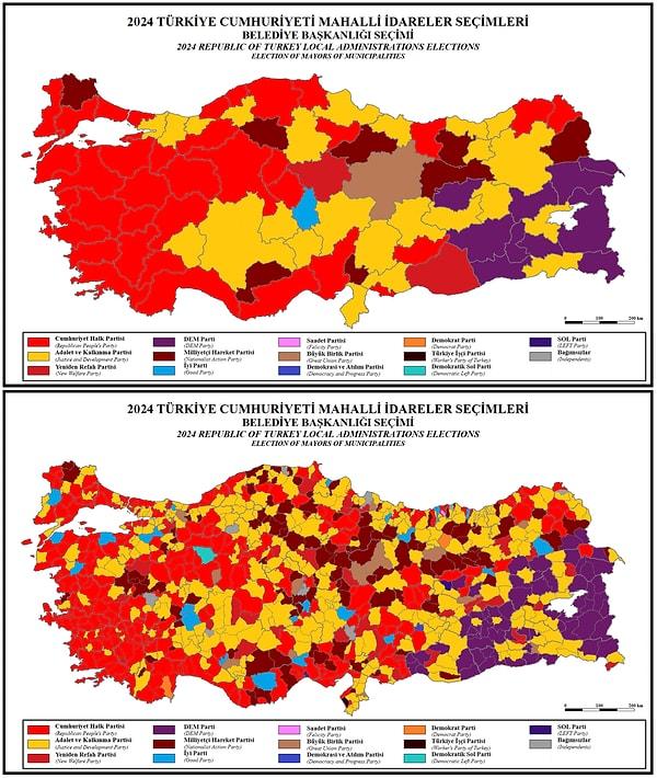 1977 yılından beridir ilk kez CHP'nin seçimde birinci parti olduğu görüldü.