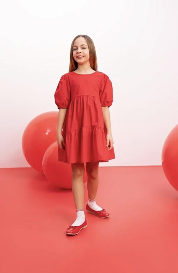DeFacto 23 Nisan Çocuk Bayramı Kırmızı Elbise