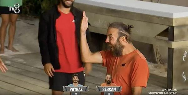 Poyraz'ı 5-0 yendikten sonra onun meşhur hareketini yapıp "Paket" diye bağıran Sercan resmen geceye damga vuran isim oldu.