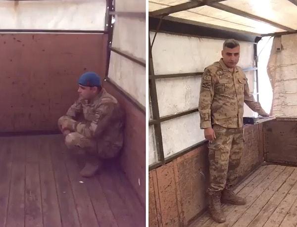 Herhangi bir güvenlik önleminin olmadığı araçta bulunan askerler, durumu anlattıkları bir video çekti.