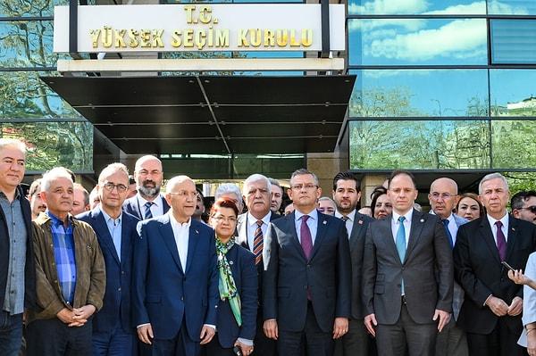 Yüksek Seçim Kurulu (YSK) Başkanı Ahmet Yener ile görüşen CHP heyeti YSK önünde açıklama yaptı. CHP, Hatay'da seçimin iptal edilmesini talep etti.