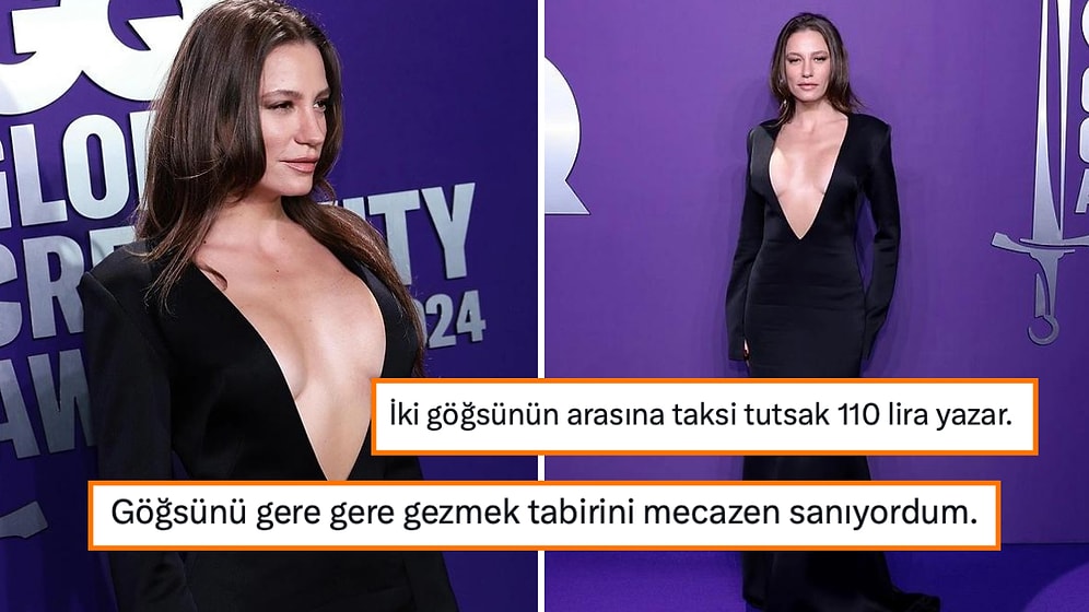 Serenay Sarıkaya'nın GQ Global Creativity Awards Gecesinde Giydiği Elbisenin Dekoltesi Dillere Fena Düştü!