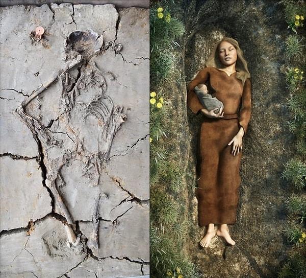 13. Hollanda'nın orta kesimindeki Nieuwegein kentinde 2015 yılında bulunan 6.000 yıllık Taş Devri'ne ait, kucağında bebeği olan bir kadın mezarı. Bu, Hollanda'da şimdiye kadar bulunan en eski bebek gömüsüdür.