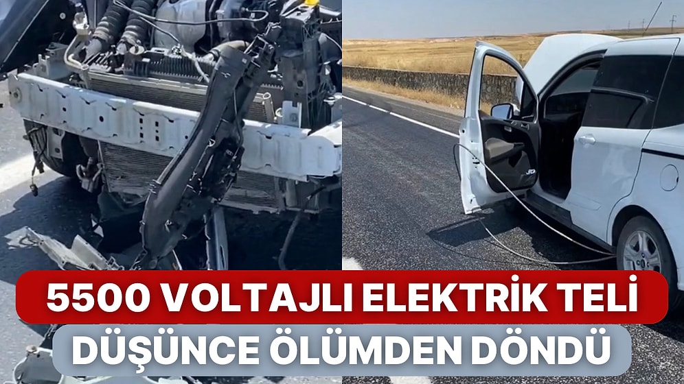 Seyir Halinde Giden Aracın Üstüne Elektrik Teli Düştü Sürücü Kazadan Burnu Bile Kanamadan Çıktı