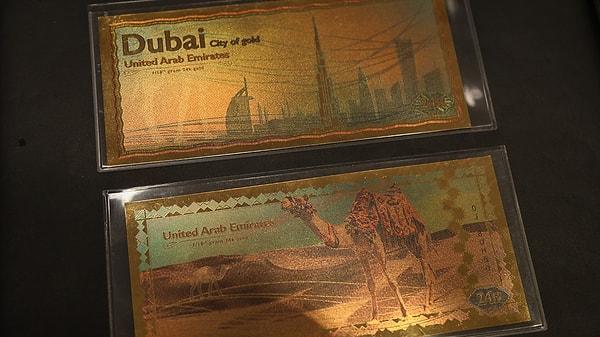 Dubai manzarası basılı banknotlar, hatıra olarak şirket tarafından müşterilere sunuldu. Banknotların resmi bir geçerliliği bulunmuyor.