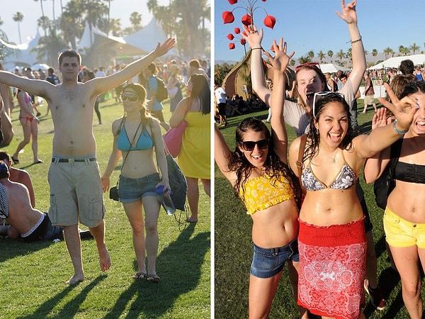Benzer şekilde, 2008 yılında Coachella katılımcıları rahat yaz görünümleri sergilediler.